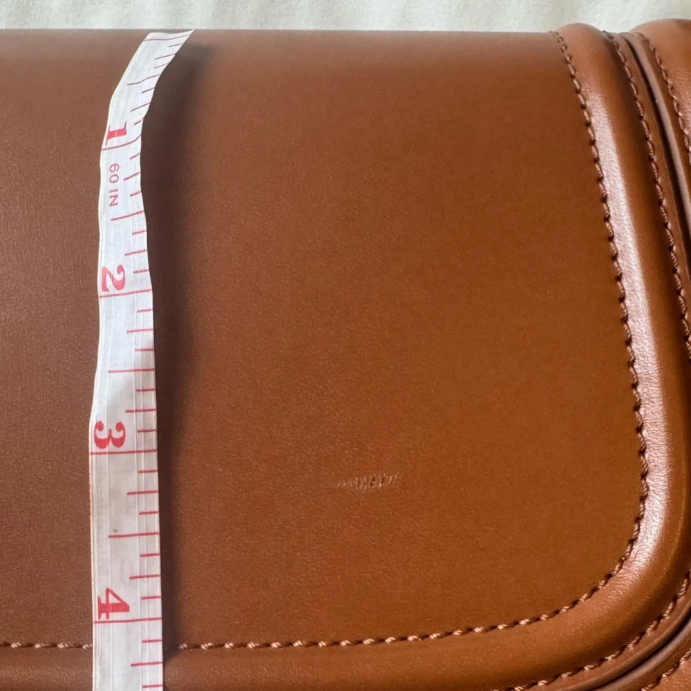 ZARA Cognac Brown Structured Crossbody Bag Gold Hardware - Picture 3 of 6